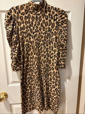 INC International Concepts Leopard Print Mini Dress in Tan and Black